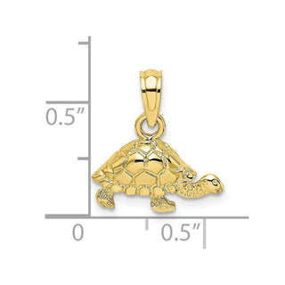 10K Yellow Gold Polished and Engraved Mini Turtle Charm