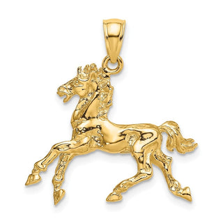 10K Yellow Gold 3-D Horse Trotting Charm