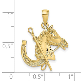 10K Yellow Gold Horse Head w/ Shoe and Crop Charm