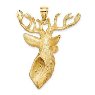 10K Yellow Gold 3-D Textured Deer Head Charm