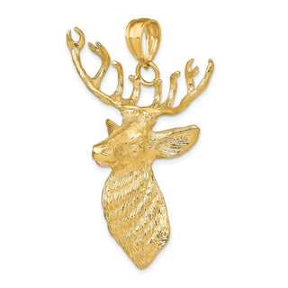 10K Yellow Gold 3-D Textured Deer Head Charm