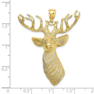 10K Yellow Gold 3-D Textured Deer Head Charm