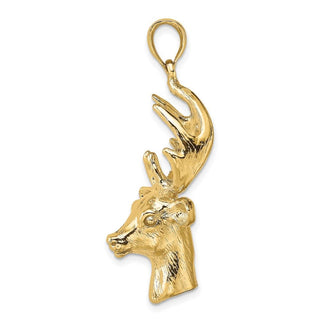 10K Yellow Gold 3-D Deer Head Charm