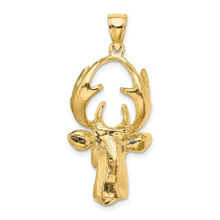 10K Yellow Gold 3-D Deer Head Charm
