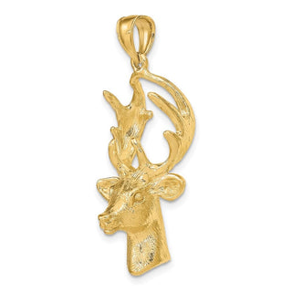 10K Yellow Gold 3-D Deer Head Charm