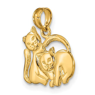 10K Yellow Gold 3-D Polished Two Kittens Charm