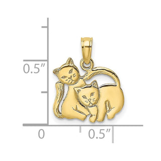 10K Yellow Gold 3-D Polished Two Kittens Charm