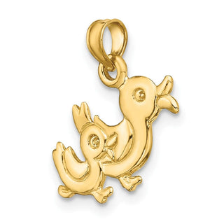10K Yellow Gold 3-D Two Ducks Charm