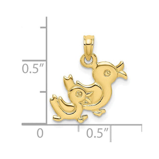 10K Yellow Gold 3-D Two Ducks Charm