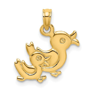 10K Yellow Gold 3-D Two Ducks Charm