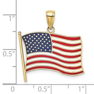 10K Yellow Gold w/ Enamel American Flag Charm