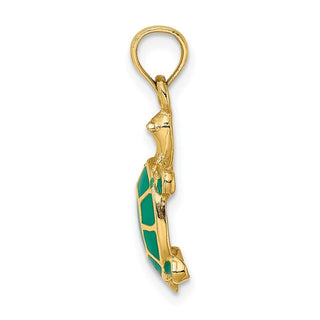 10K Yellow Gold w/ Green Enamel Tortoise Charm