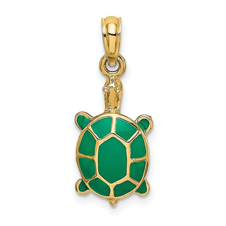 10K Yellow Gold w/ Green Enamel Tortoise Charm