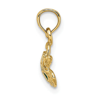 10K Yellow Gold Textured and Enameled Sea Turtle Charm
