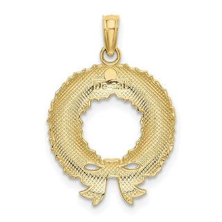 10k Yellow Gold Enamel Christmas Wreath Pendant