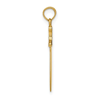 10K Yellow Gold W/ Black Enamel 3-D Butcher Knife Charm