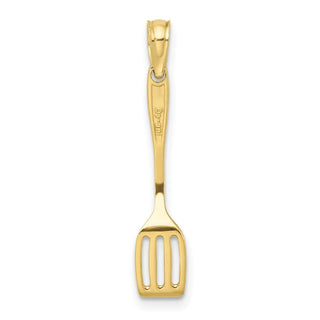 10k Yellow Gold w/Black Enamel 3-D Spatula Pendant