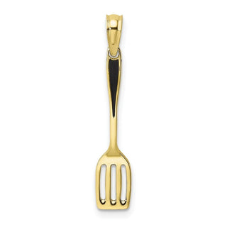 10k Yellow Gold w/Black Enamel 3-D Spatula Pendant