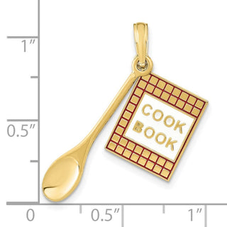 10K Yellow Gold W/Enamel 3-D Cook Book and Spoon Charm