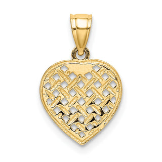 10k Yellow Gold Cut-Out and Textured Woven Heart Pendant