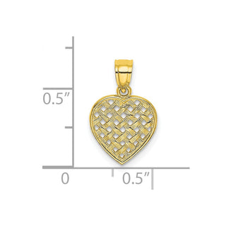 10k Yellow Gold Cut-Out and Textured Woven Heart Pendant