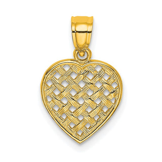 10k Yellow Gold Cut-Out and Textured Woven Heart Charm