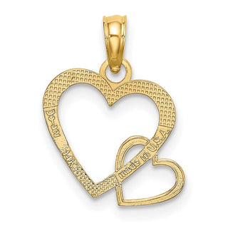 10K Yellow Gold Flat Two Hearts Intertwined Charm