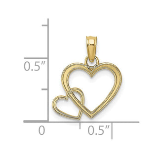 10K Yellow Gold Flat Two Hearts Intertwined Charm