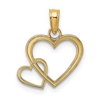 10K Yellow Gold Flat Two Hearts Intertwined Charm