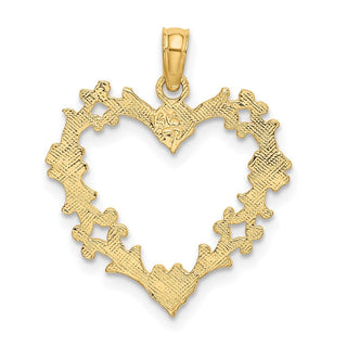 10K Yellow Gold Cut-Out Floral Heart Charm