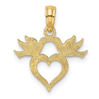 10K Yellow Gold Heart w/ Love Birds Charm
