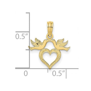 10K Yellow Gold Heart w/ Love Birds Charm