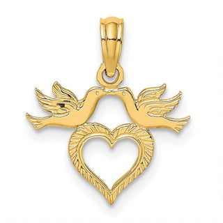 10K Yellow Gold Heart w/ Love Birds Charm