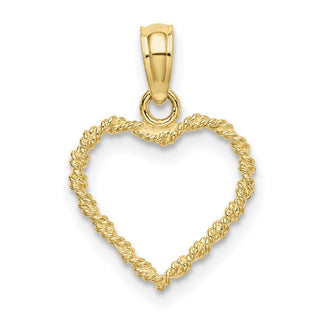 10k Yellow Gold 3-D Rope Heart Pendant