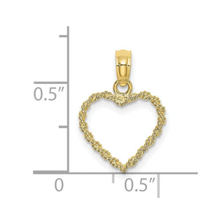 10k Yellow Gold 3-D Rope Heart Pendant