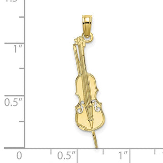 10k Yellow Gold Polished and Engraved Upright Bass Pendant