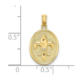 10K Yellow Gold Fleur de Lis on Oval Disc Charm