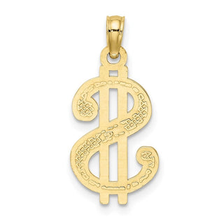 10k Yellow Gold Textured Dollar Sign Pendant