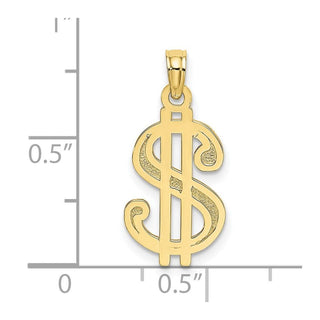 10k Yellow Gold Textured Dollar Sign Pendant