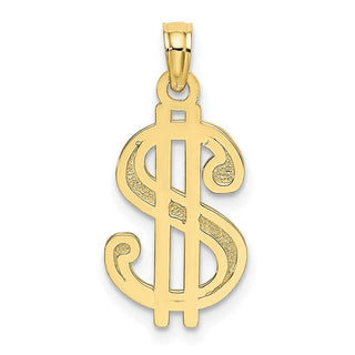 10k Yellow Gold Textured Dollar Sign Pendant