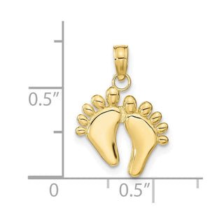 10K Yellow Gold Double Feet Hang Ten Style Charm