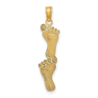 10K Yellow Gold Polished Double Vertical Feet Charm