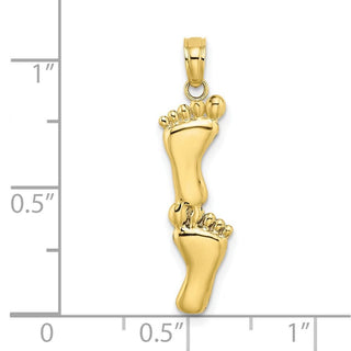 10K Yellow Gold Polished Double Vertical Feet Charm