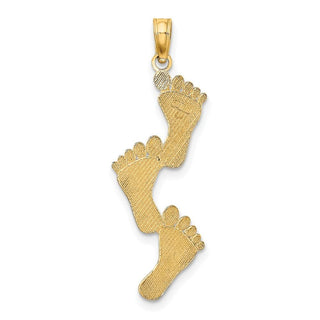 10K Yellow Gold Polished Triple Vertical Feet Charm