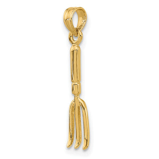 10K Yellow Gold 3-D Fork Garden Tool Charm