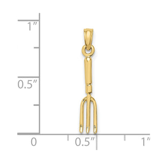 10K Yellow Gold 3-D Fork Garden Tool Charm