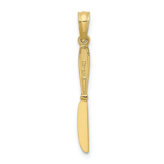 10k Yellow Gold 3-D and Polished Table Knife Pendant
