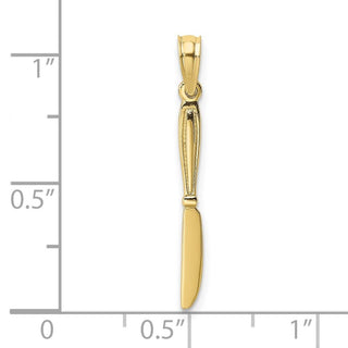 10k Yellow Gold 3-D and Polished Table Knife Pendant