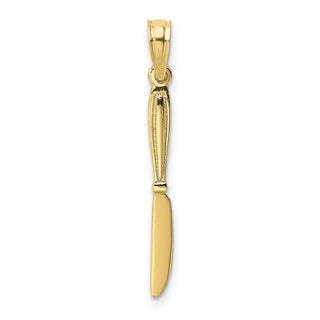10k Yellow Gold 3-D and Polished Table Knife Pendant