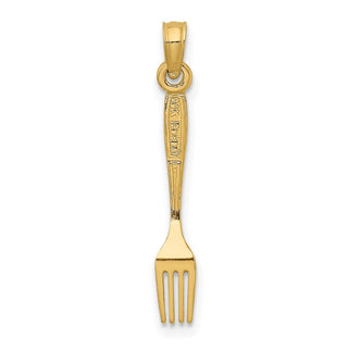 10K Yellow Gold 3-D and Polished Table Fork Charm